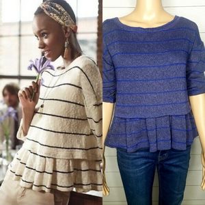 Anthro Postmark Latitudes Striped Peplum Top